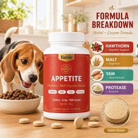 Complément enzymatique digestif pour chiens – Comprimés d'aubépine et de malt pour stimuler l'appétit – 100 unités – Soin digestif quotidien – ODM
