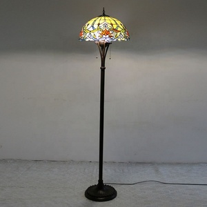 LongHuiJing Tiffany Style Floor Lamps Stained Glass Lampshade Standing Light <b>Indoor</b> <b>Lighting</b> for Dining Bedroom Living Room - Product Image 4