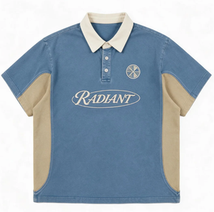 Polo in Cotone Personalizzate di Alta Qualità con Design Bicolore, Logo Ricamato, Vestibilità Boxy, T-Shirt Crop da Uomo - Product Image 1