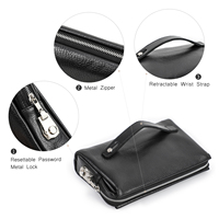 Sac Pochette Antivol en Cuir Véritable Contact's avec Serrure Codée pour Hommes, Sac d'Affaires