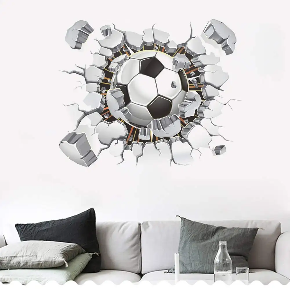 3D Wall Art Soccer Football Vinyl Art DIY window Sticker Decals for Kids Room