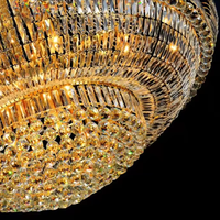 Lámpara de Araña de Lujo de Estilo Europeo Clásico, de 4 Niveles, con Cristales, Decoración Dorada, para Vestíbulo de Hotel