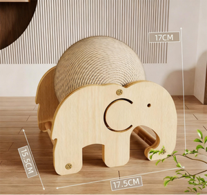 Rascador Interactivo para Gatos de Sisal con Marco de Madera en Forma de Elefante, Juguete Divertido para Rascar y Jugar, Perfecto para Gatos - Product Image 5