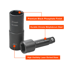 4pcs 1/2 inch ổ đĩa tác động ổ cắm loại bỏ bộ 6 tổng <span class=keywords><strong>Lug</strong></span> Nut Kích thước 17 19mm 3/4 13/16 inch 21mm 7/8inch - Product Image 4