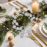 24 Piezas de Cadenas de Perlas Artificiales para Decoración de Centros de Mesa, Tallos de Perlas Blancas de Diferentes Tamaños para Decoración de Jarrones, Hogar y Fiestas