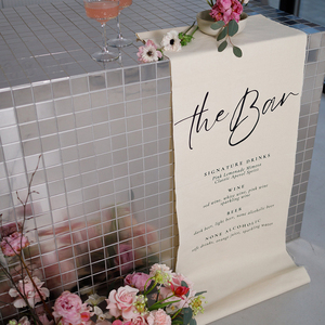 Bandera de Menú de Bar Estampada en Lino y Algodón 100% Orgánico OEKO-Tex, Invitaciones de Menú de Boda de Lino Francés para Hoteles y <span class=keywords><strong>Bodas</strong></span> - Product Image 4