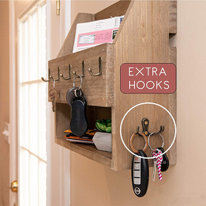 Organizzatore di Chiavi <span class=keywords><strong>in</strong></span> <span class=keywords><strong>Legno</strong></span> <span class=keywords><strong>da</strong></span> <span class=keywords><strong>Parete</strong></span> con Portaoggetti Multifunzione per Armadio, Bagno e Attrezzi - Product Image 6