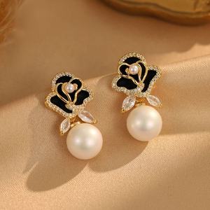 Versatile Copper Gold Plated Zircon <b>Stud</b> Earrings S925 <b>Silver</b> Needle High-End Trendy Gift - Product Image 1