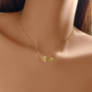 Gold Plated Tulip Flower Pendant <b>Necklace</b> Unique Design With <b>Cat</b> Eye Stone CZ Leaf Dainty Floral Chain <b>Necklace</b> for Women - Product Image 2