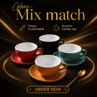 Ensemble tasse et soucoupe en céramique mate nordique de 220 ml avec logo personnalisé pour cappuccino/latte, idéal pour les cadeaux, usage domestique ou en café moderne