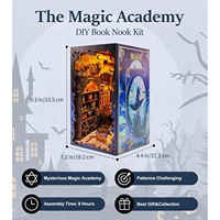 Hamaileon DIY Magic Academy Miniature House Bookshelf Insert LED Bookend Kit for Adults Customizable for Dollhouse Decoration