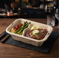 Offre Spéciale Anhe KF002 Boîte à lunch rectangulaire jetable biodégradable en bagasse de canne à sucre avec couvercle et plateau intérieur à 2 compartiments