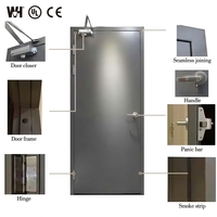 Puertas Cortafuegos Comerciales Modernas de Acero con Ventanas de Vidrio Personalizables