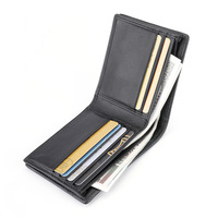 Dompet Lipat Dua Kulit Buaya Asli Hitam Mengkilap Mewah untuk Pria, Dompet Klasik Kulit Perut Buaya Asli