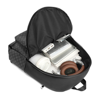 Sac à dos unisexe haut de gamme en PU à motif damier, fermeture éclair durable, grande capacité, pour ordinateur portable, voyages d'affaires et loisirs, design incurvé