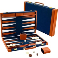 Jeu de backgammon en cuir PU de qualité supérieure de 17,5 pouces, étui de backgammon portable pour les voyages, jeu de stratégie classique, cadeaux