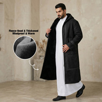 Manteau arabe Farwa pour homme, épais et de qualité supérieure, coupe-vent, doublé de polaire, chaud, à capuche, pour l'extérieur et l'Aïd