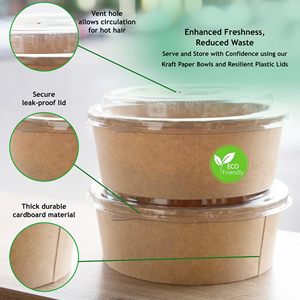 Bán buôn dùng một lần Kraft Vòng Bát salad với nắp số lượng lớn Đảng cho nóng/lạnh thực phẩm để đi bao bì - Product Image 5