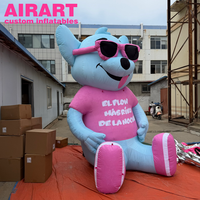 Mascotte de chien hip-hop gonflable personnalisée avec lunettes de soleil roses pour la promotion d'événements