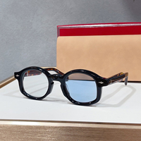 Lunettes de soleil de luxe rondes vintage pour hommes et femmes, monture en acétate noir, fabriquées à la main, protection UV400, pour la conduite quotidienne