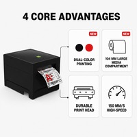 Imprimante d'étiquettes thermiques rouge et noire de bureau, 3 pouces, double couleur, sans encre, 203 dpi, pour étiquettes d'avertissement d'entrepôt