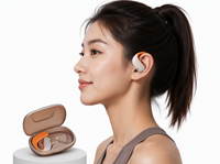 OWS 5.3 이어훅 헤드폰 무선 이어버드 터치 컨트롤 클리어 통화 스포츠 방수 기능 충전 케이스 배터리 포함