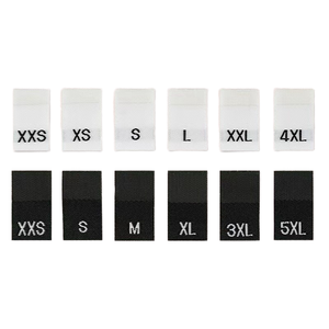 Étiquettes de taille carrées tissées écologiques U-Meking XS-3XL avec impression sérigraphique à coupe droite et impression numérique pour la couture - Product Image 1