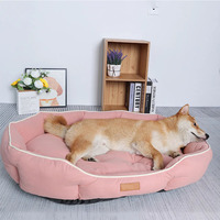 Grand lit pour chien et chat 2XL XL, utilisation estivale, chaud, lavable, respirant, forme ovale, rembourrage en fibre de polyester