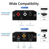 Convertisseur audio analogique-numérique Biaze avec adaptateurs RCA, optique, coaxiaux 3,5 mm pour PS5, PS4, HDTV, DVD, barre de son