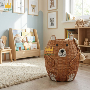 Cute Bear Shaped Rattan <b>Storage</b> <b>Basket</b> Eco-Friendly Handwoven For Children's <b>Toy</b> <b>Storage</b> for Kid Room Nursery - Product Image 5