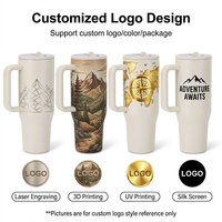 Mug de voyage isotherme en acier inoxydable de 40 oz avec poignée, gravure laser personnalisée, vente en gros, anti-fuite