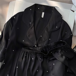 <span class=keywords><strong>Pigiama</strong></span> Estivo da <span class=keywords><strong>Donna</strong></span> in Seta Ghiaccio Nera con Motivo a Pois, Traspirante, con Elastico in Vita, 100% Poliestere - Product Image 4