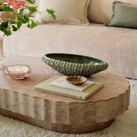 Table basse en marbre rouge de style nordique, design cannelé, table basse en marbre pour salon