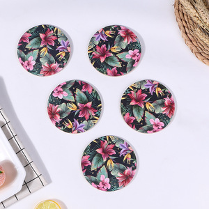 Ensemble de sets de table et de sous-verres à motif floral, ronds, en MDF, isolants thermiquement, durables, pour salle à manger, origine Wenzhou - Product Image 5