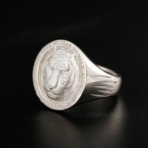 El Fearless Lone Tiger, 18K Gold y Platinum Pure Gold Zodiac Tiger Anillo de hombre de moda de alta gama Feeling. - Product Image 5
