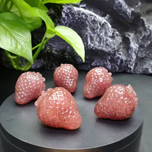 Kenny Crystals Wholesale Natural Crystal Carving Strawberry Quartz Strawberry Fruit Carving For Home Decor And Gifts