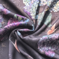 Tissu Jacquard Teint en Fil Polyester Rayonne Motif Floral et Oiseaux Charbon Vente en Gros Fournisseur Textile OEM ODM pour Robes Sacs Chapeaux