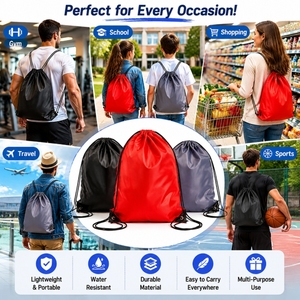 Custom Logo <b>Drawstring</b> <b>Backpack</b> Sports Gym Cinch Sack Bag Waterproof Nylon String <b>Backpacks</b> Bulk Wholesale Travel School Pouches - Product Image 3
