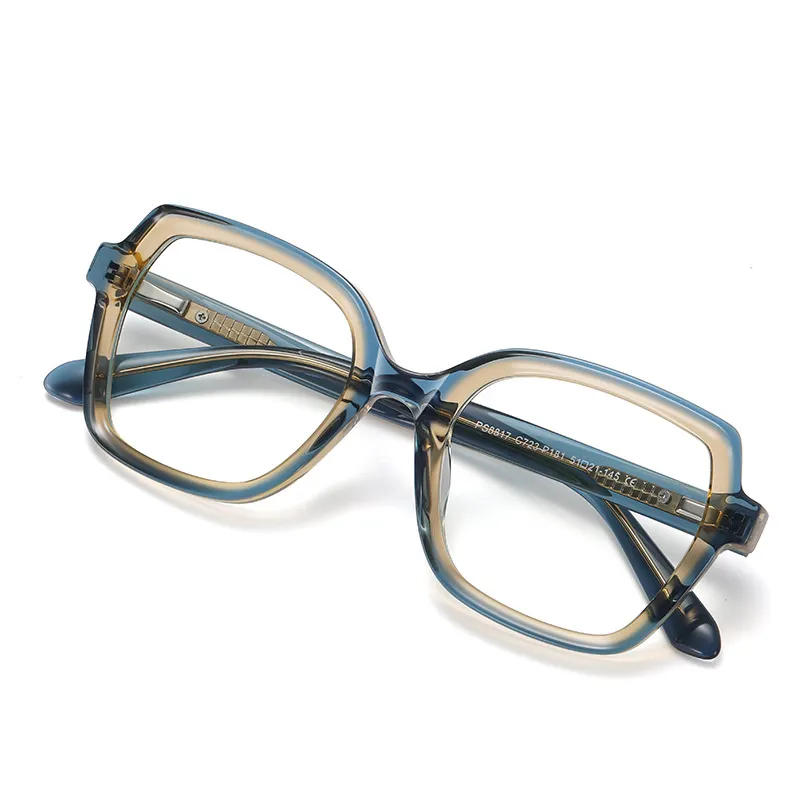 Alta qualidade Acetato Luz Azul Bloqueio Óculos Retângulo Moda Retro Óculos Quadrados Quadro