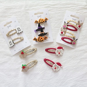 Pince à cheveux, serre-tête et barrette pour enfants et bébés filles, thème Halloween, avec ruban pailleté, fait main, style mignon - Product Image 3