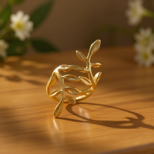 E2676 Orecchini a polsino a forma di pianta in lega di zinco placcata oro, gioielli unisex stile bohémien alla moda - Product Image 2