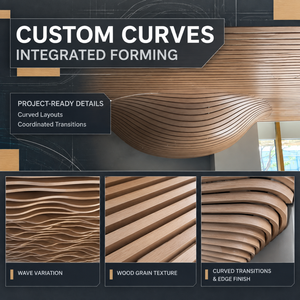Modern Large Format Strip Ceiling Panels Continuous Wave Shape Sound Insulation Fire Class A For High End Architectural Interior - Product Image 1