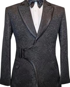 Abiti da <span class=keywords><strong>uomo</strong></span> personalizzati in raso jacquard <span class=keywords><strong>bianco</strong></span>, smoking, <span class=keywords><strong>blazer</strong></span> formali da matrimonio per lo sposo - Product Image 2