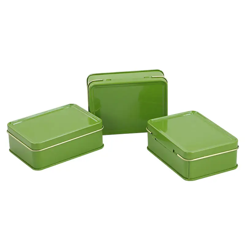 Professional small rectangle hinged candy metal packing tin box custom