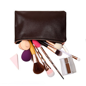 Soft PU Makeup Brushes Storage Bags Big Capacity Zipper Waterproof Leather Case Pouch For Makeup Tools