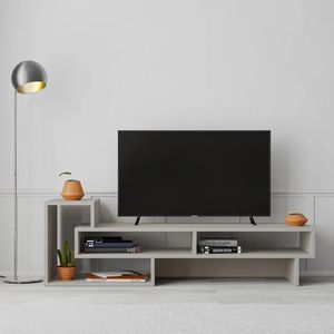 <span class=keywords><strong>DECOHOME</strong></span> Meuble TV Blanc Marbre De Luxe Or Noir Support TV Moderne Extensible Meubles De Maison Design En Bois Salon De Mode - Product Image 6