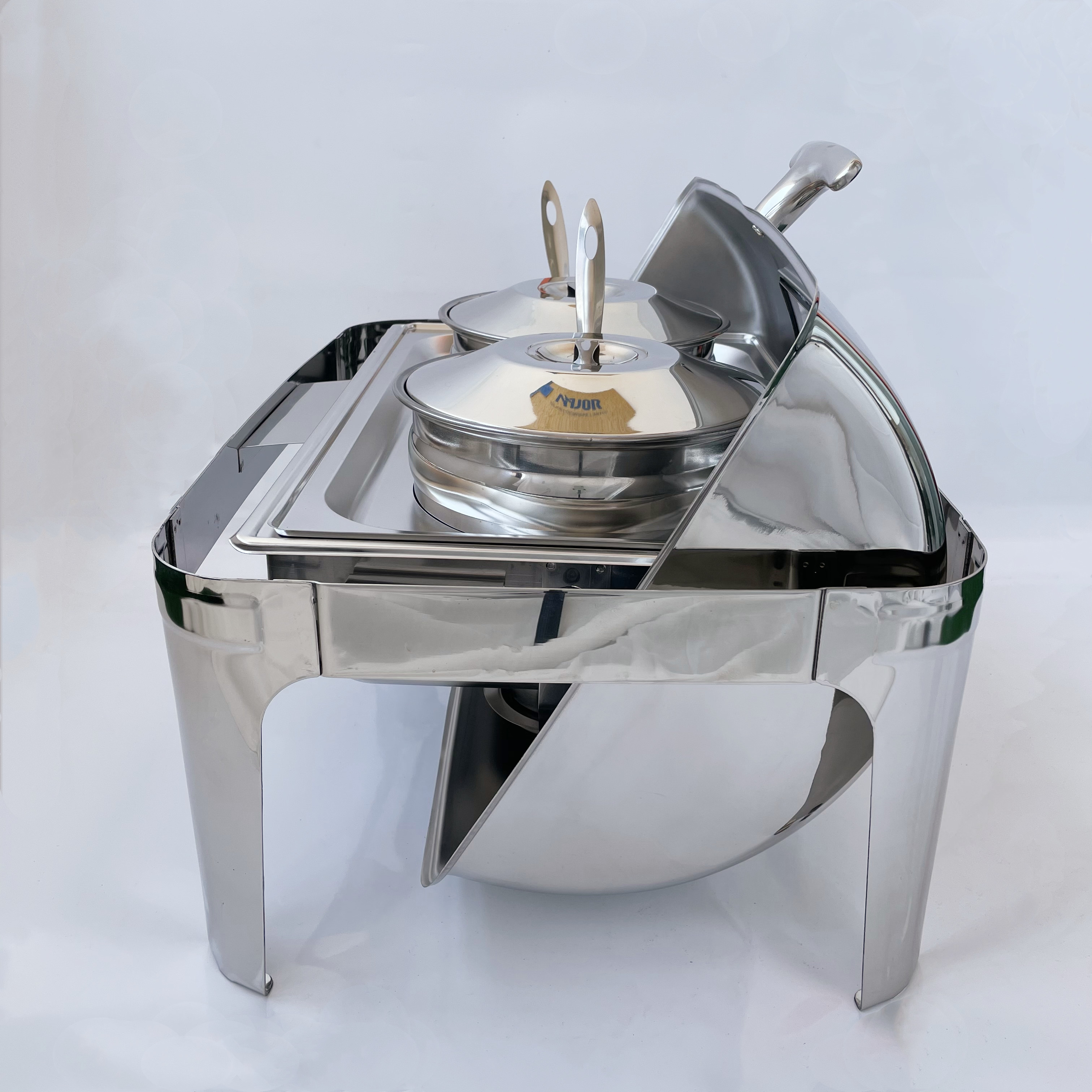 Luxury Roll Top Saving Chafing Dish Dishes Stainless Steel Buffet Food Warmer Display Set