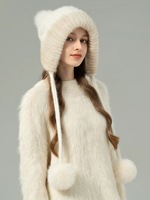 Luxuriöse Handgestrickte Nerzfell-Mütze für Damen mit Einfarbigem Muster, Echtes Fell, Winter-Warm, Elegant und Modisch, Direkt vom Hersteller