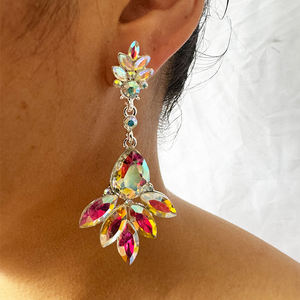 KAIMEI Neuankömmling Modeschmuck Große Frauen Luxus Braut kristall AB Diamant Ohrring Frauen Silber Diamant Tropfen Ohrringe - Product Image 6