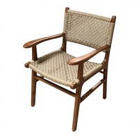 Chaise de salle à manger d'extérieur en bois de teck indonésien moderne, tressée en osier, en bois massif, pour usage agricole et en entrepôt, mobilier de restaurant